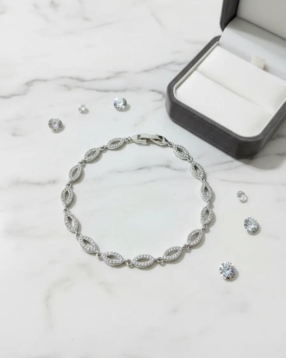 Golden Time Infinity Rhodium Bracelet Silver with Zirconias New